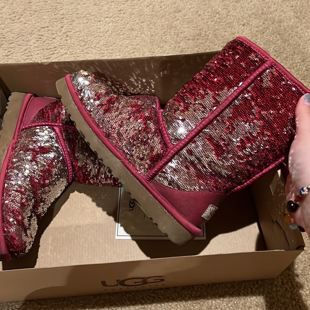 Pink sequin ugg boots
